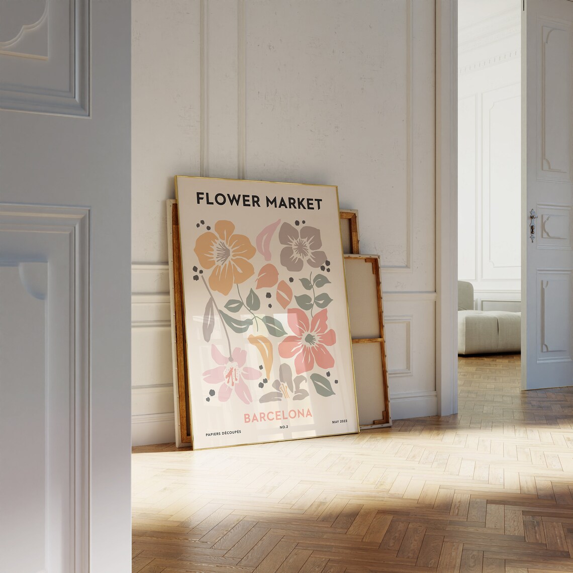 Flower Market Barcelona Pastel Floral Cut Out Exhibition Poster No 2 - Image 4