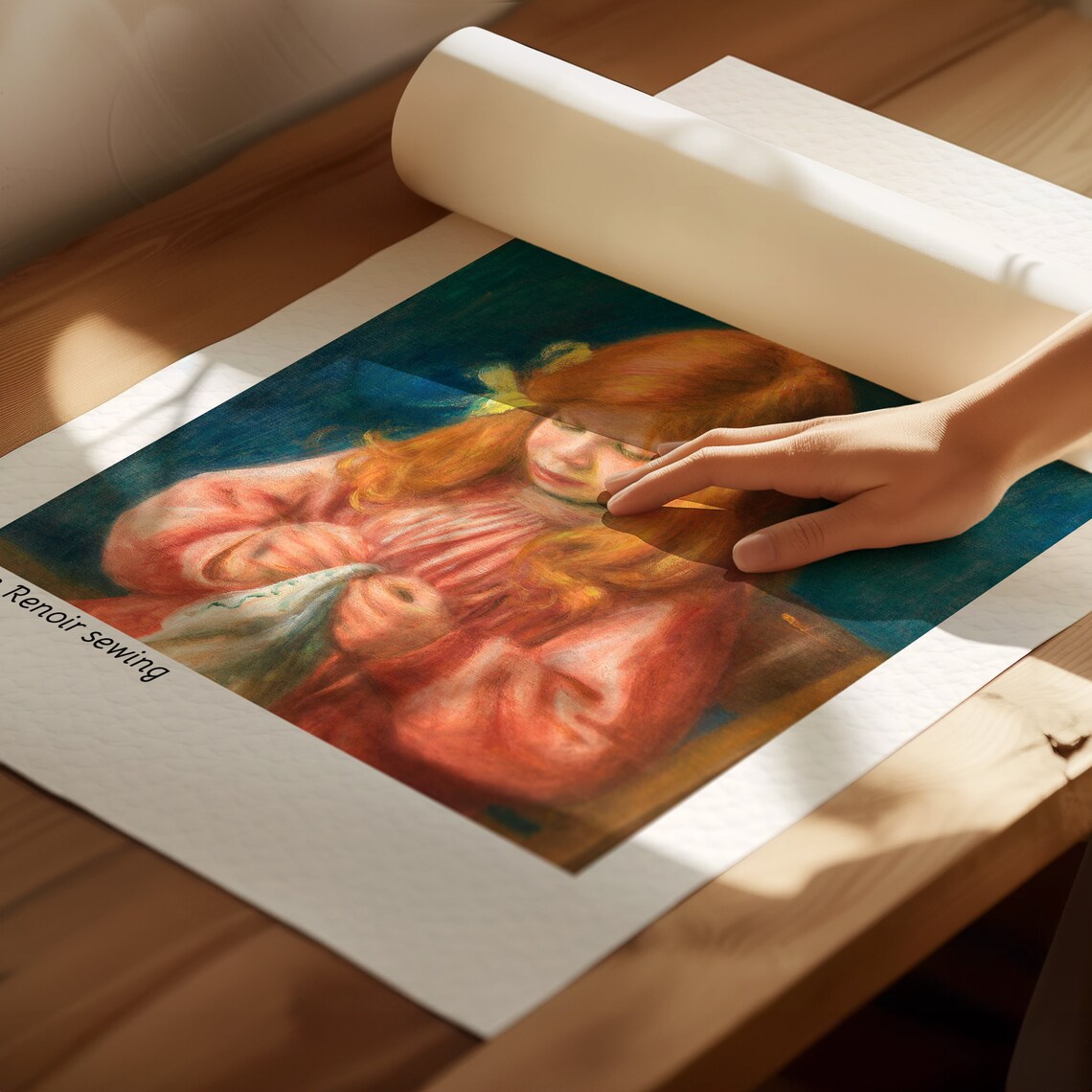Pierre Auguste Renoir Jean Renoir Sewing Girl Impressionist Art Poster - Image 3