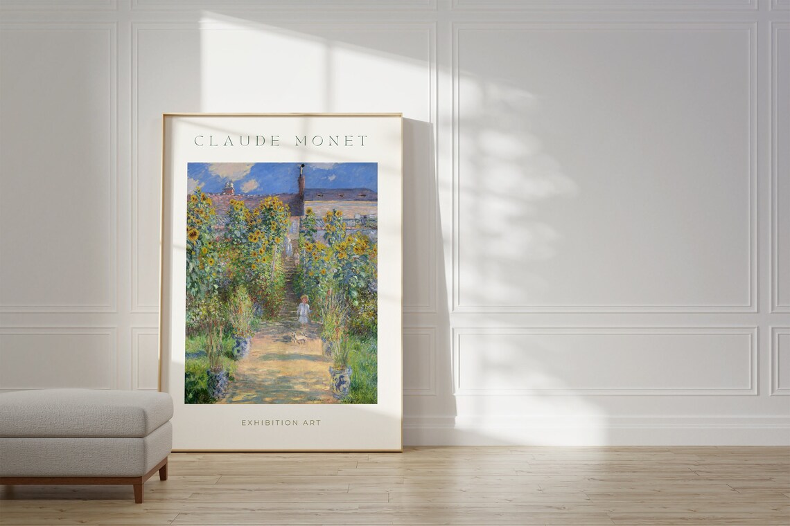 Claude Monet Garden Sunflowers Impressionist Exhibition Art Poster