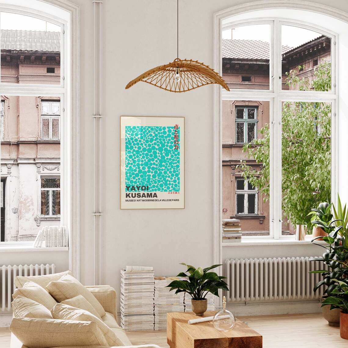 Yayoi Kusama Teal Polka Dot Paris Museum Abstract Exhibition Poster - Image 4