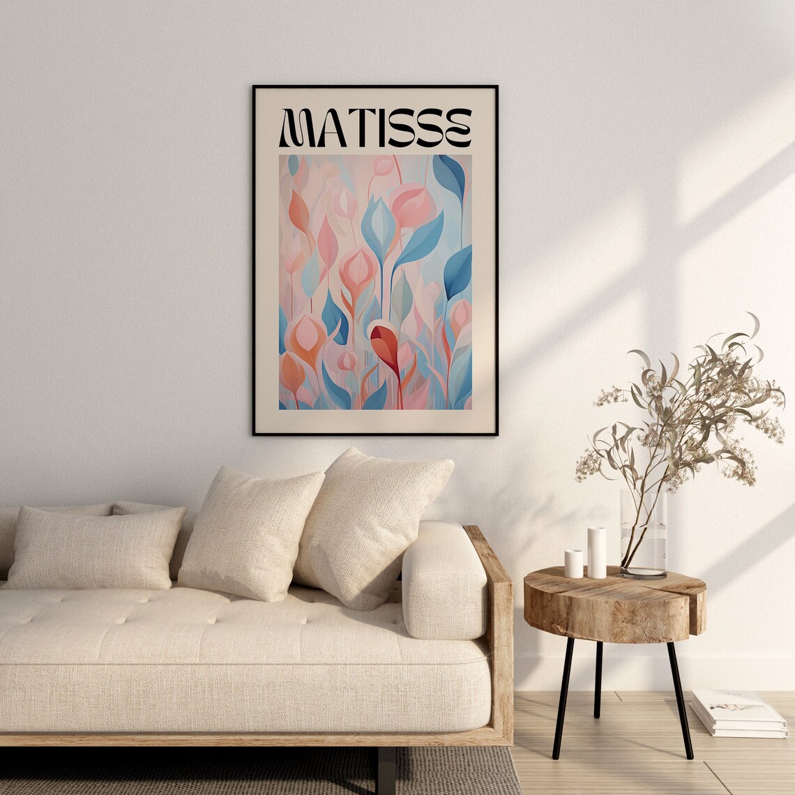 Matisse Pastel Pink Blue Abstract Floral Papiers Decoupes Style Poster - Image 3