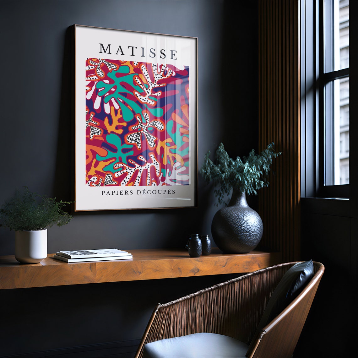 Matisse Papiers Decoupes Red Teal Purple Leaf Dots Art Poster - Image 2