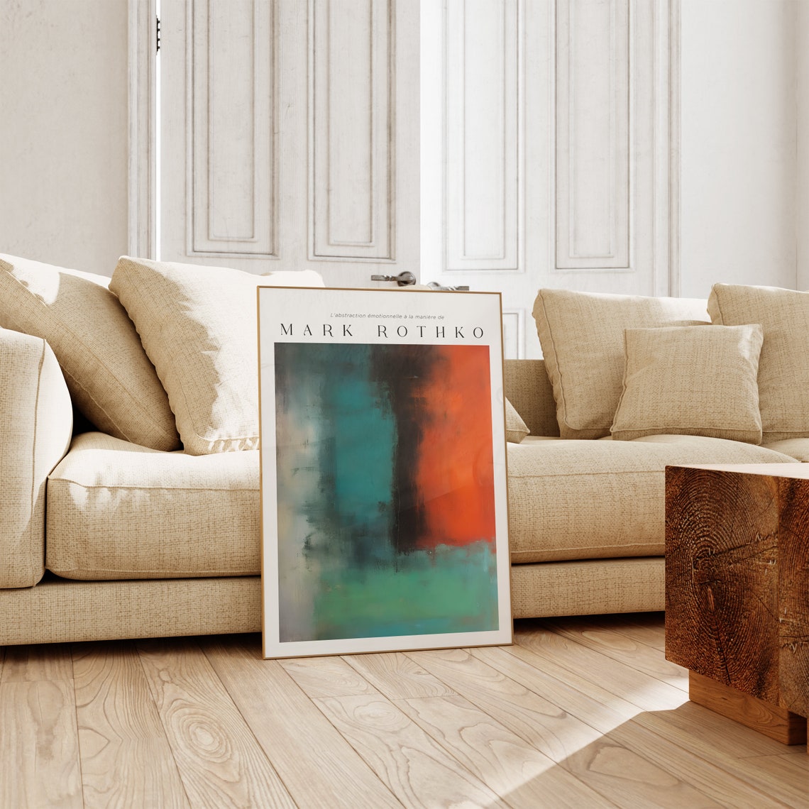 Mark Rothko Style Teal Orange Color Field Emotional Abstract Poster - Image 3