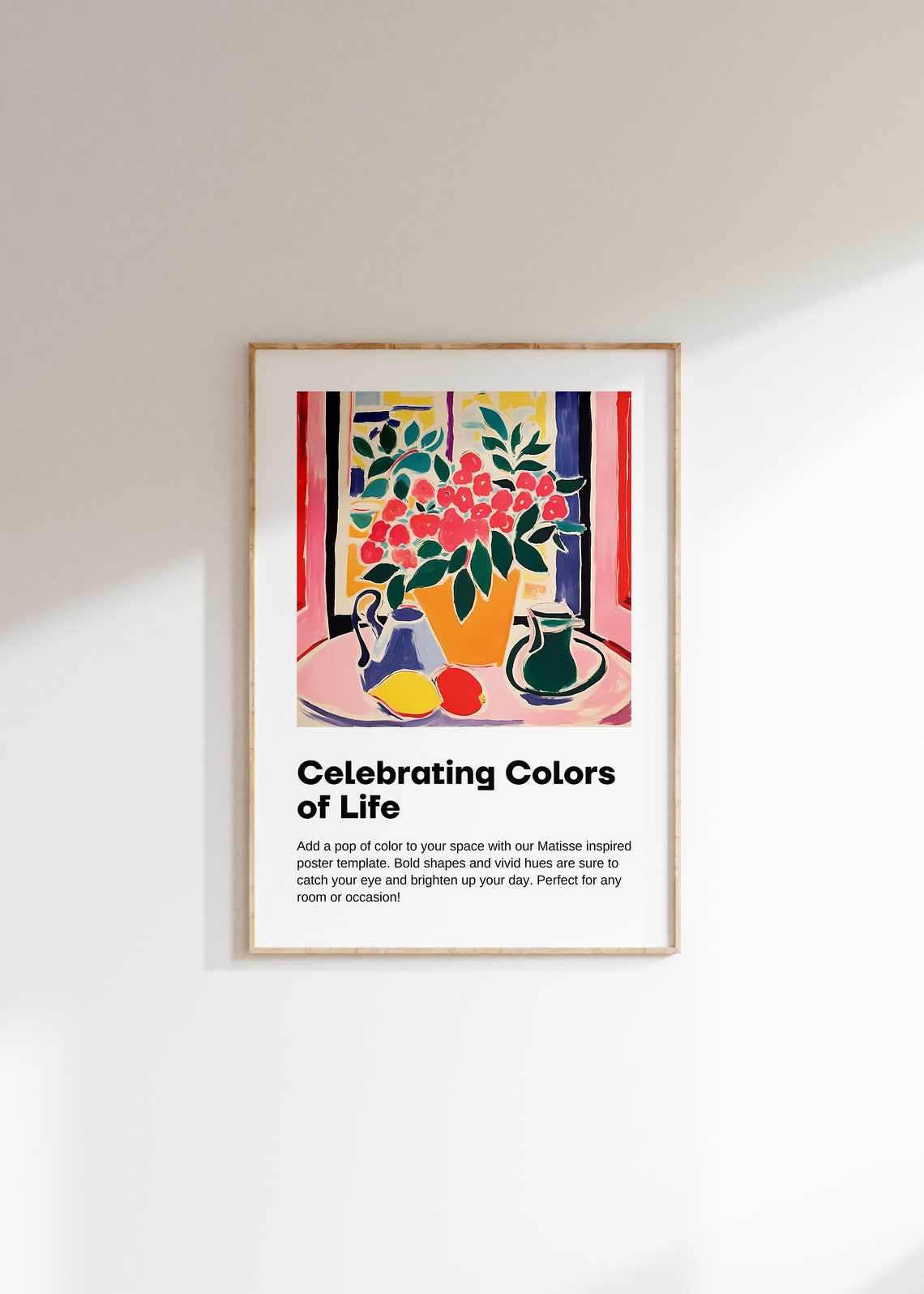 Matisse Inspired Pink Roses Orange Vase Still Life Modern Poster