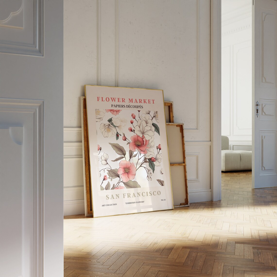 Flower Market San Francisco Blush Camellia Bloom Botanical Art Poster - Image 2