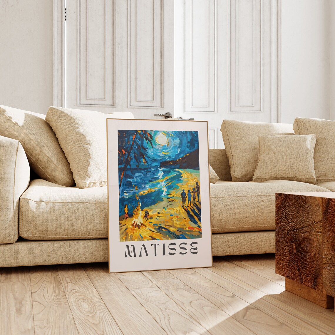 Henri Matisse Moonlit Beach Campfire Friends Golden Waves Poster - Image 2
