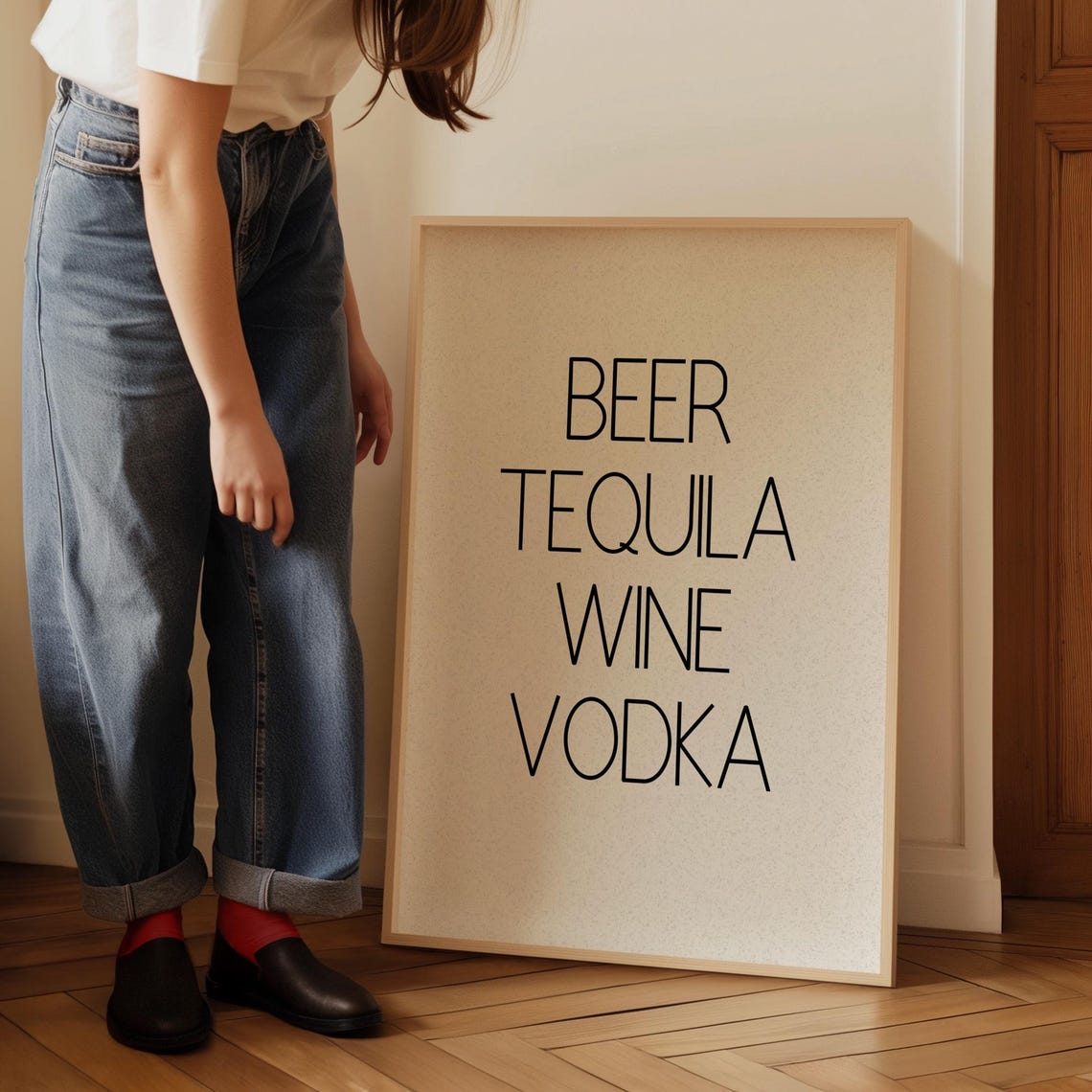 Beer Tequila Wine Vodka Minimalist Drink List Typography Poster - Image 5