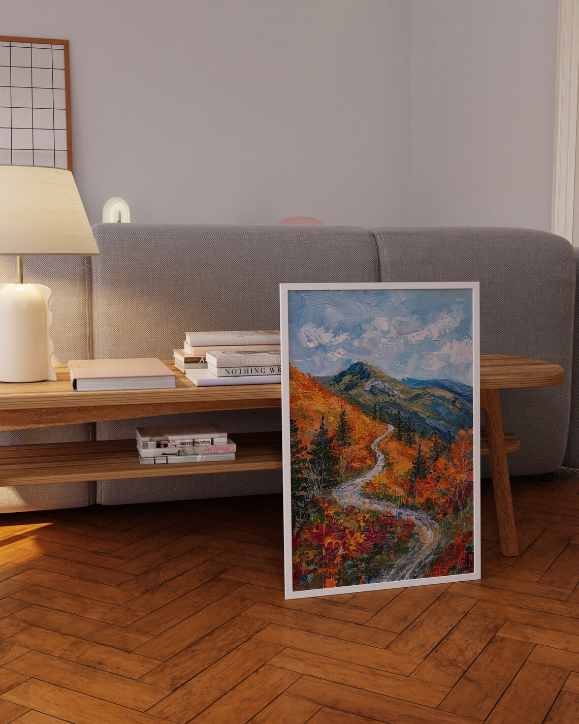 Scenic Winding Autumn Road Orange Mountain Forest Trail Poster