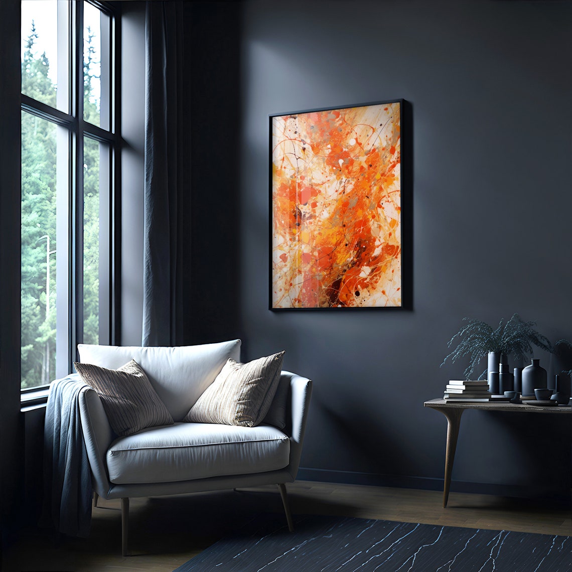 Jackson Pollock Style Burnt Orange Drip Paint Abstract Art Poster - Image 4