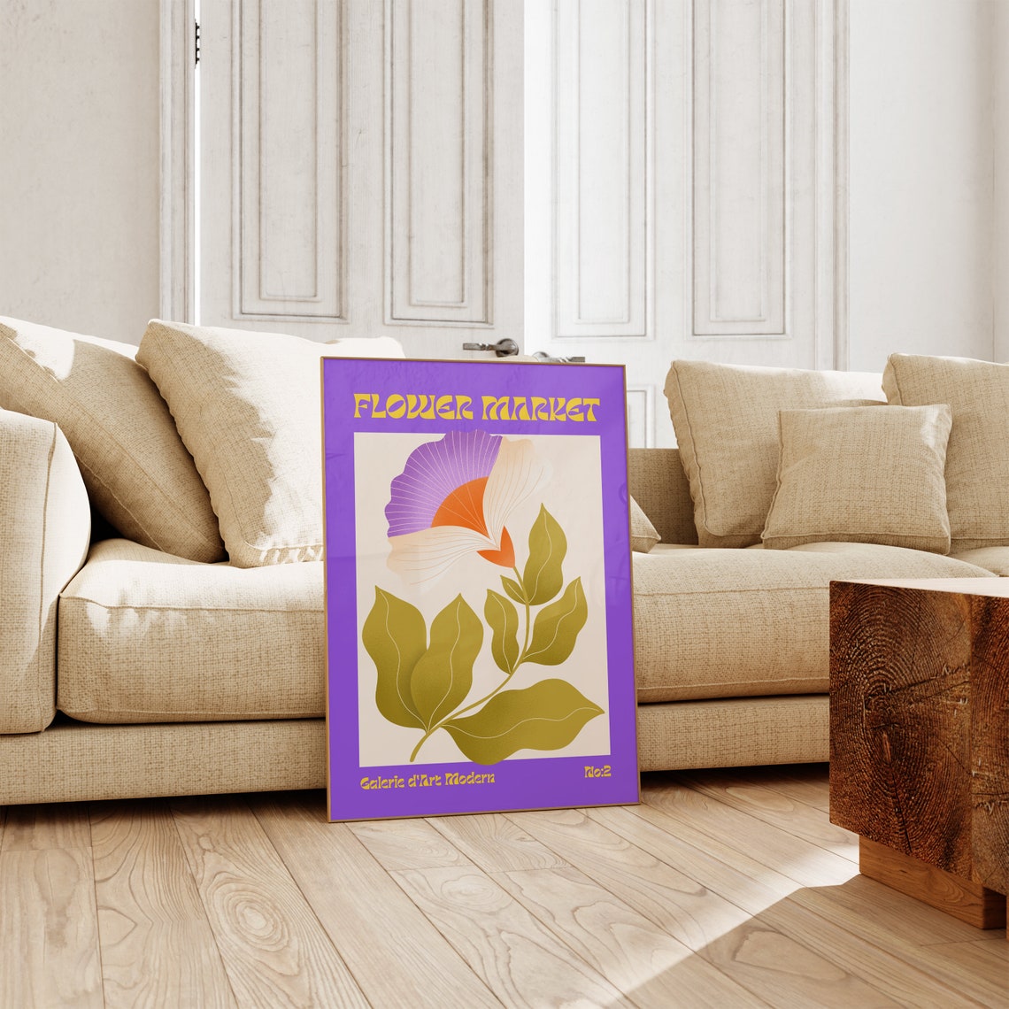 Flower Market No 2 Purple Orchid Bloom Modern Botanical Poster - Image 3