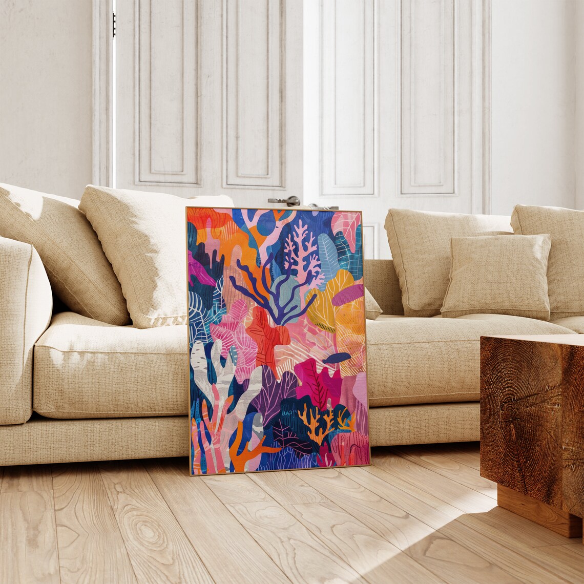 Colorful Abstract Coral Reef Underwater Scene Modern Art Poster - Image 2