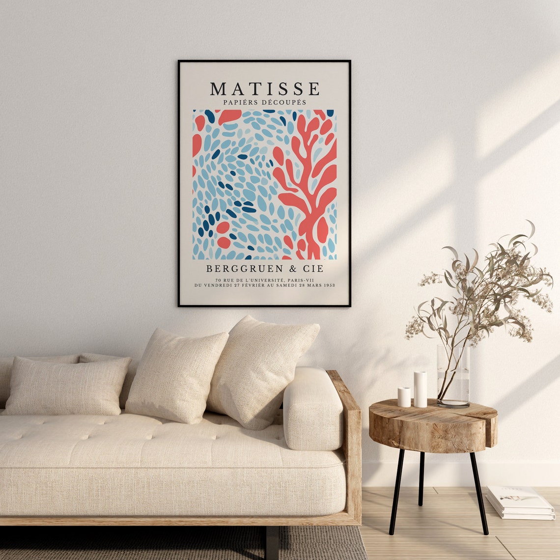 Matisse Papiers Decoupes Blue Pebble Shapes Coral Art Poster - Image 2