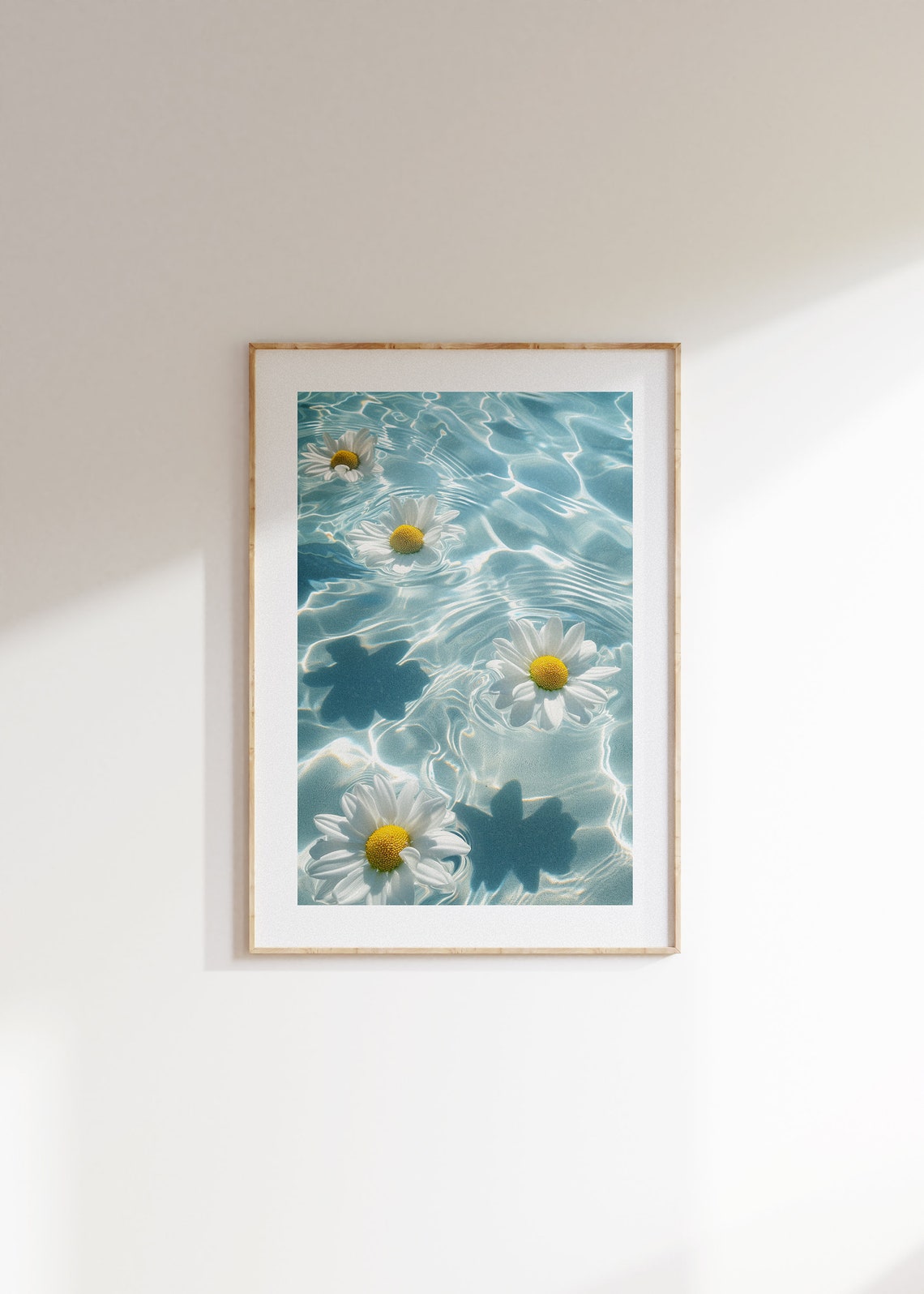 Floating Daisies on Rippling Turquoise Pool Water Photo Poster