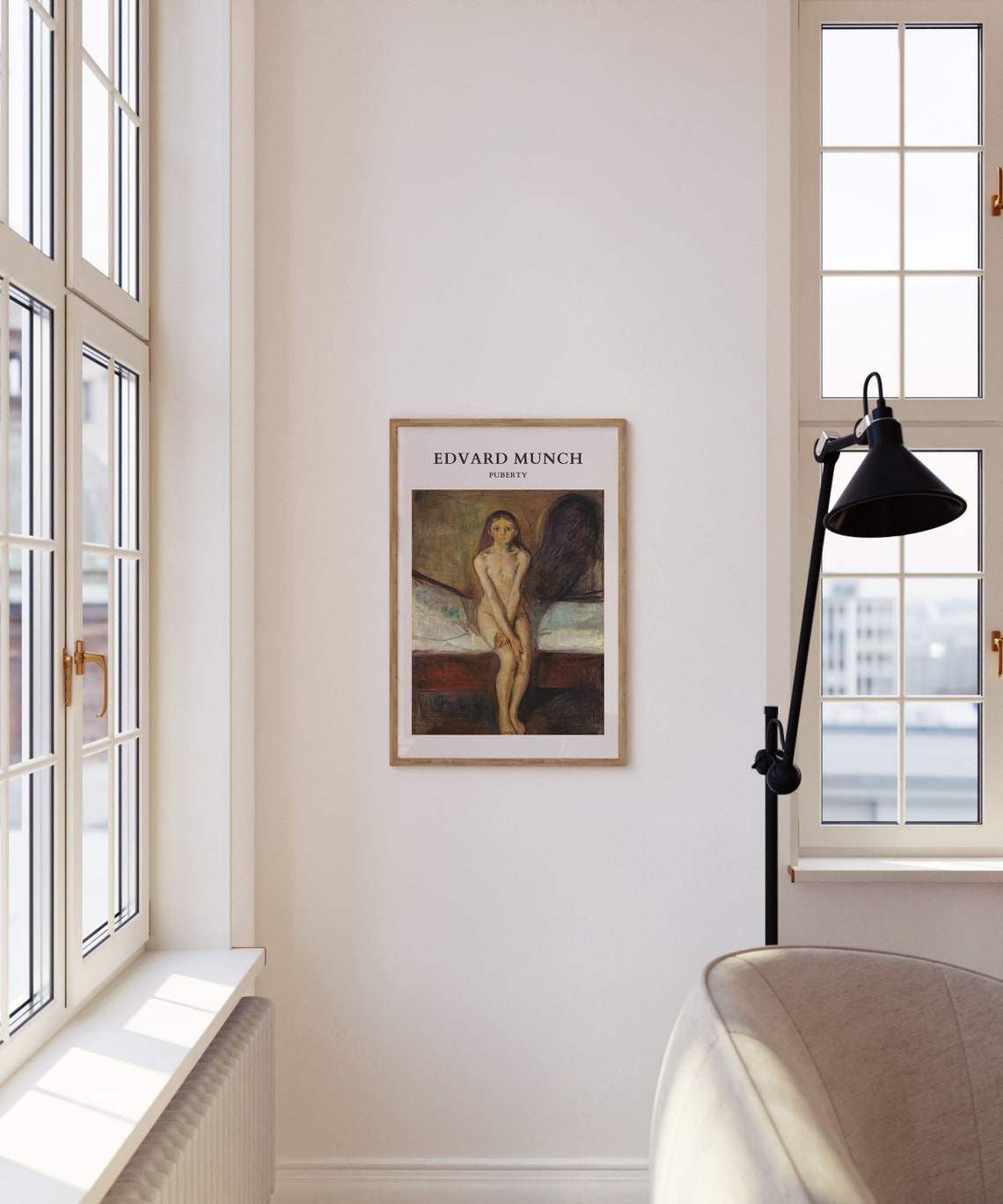 Edvard Munch Puberty Seated Figure Shadow Expressionist Poster - Image 3