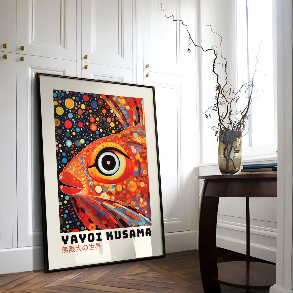 Yayoi Kusama Red Mosaic Fish Infinite World Exhibition Poster - Image 2