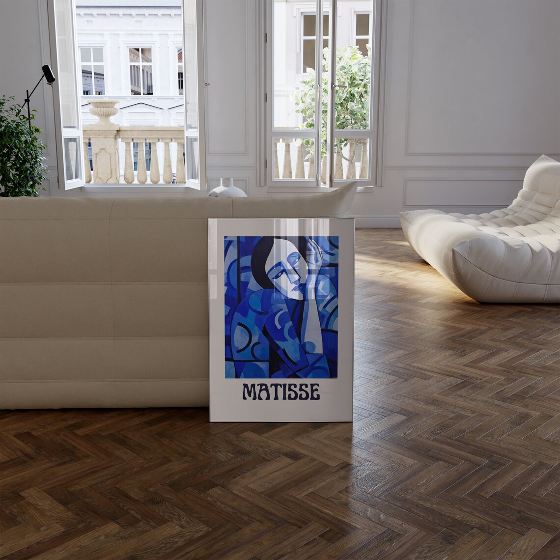 Matisse Blue Portrait Woman Resting Head on Hand Modern Art Poster - Image 2