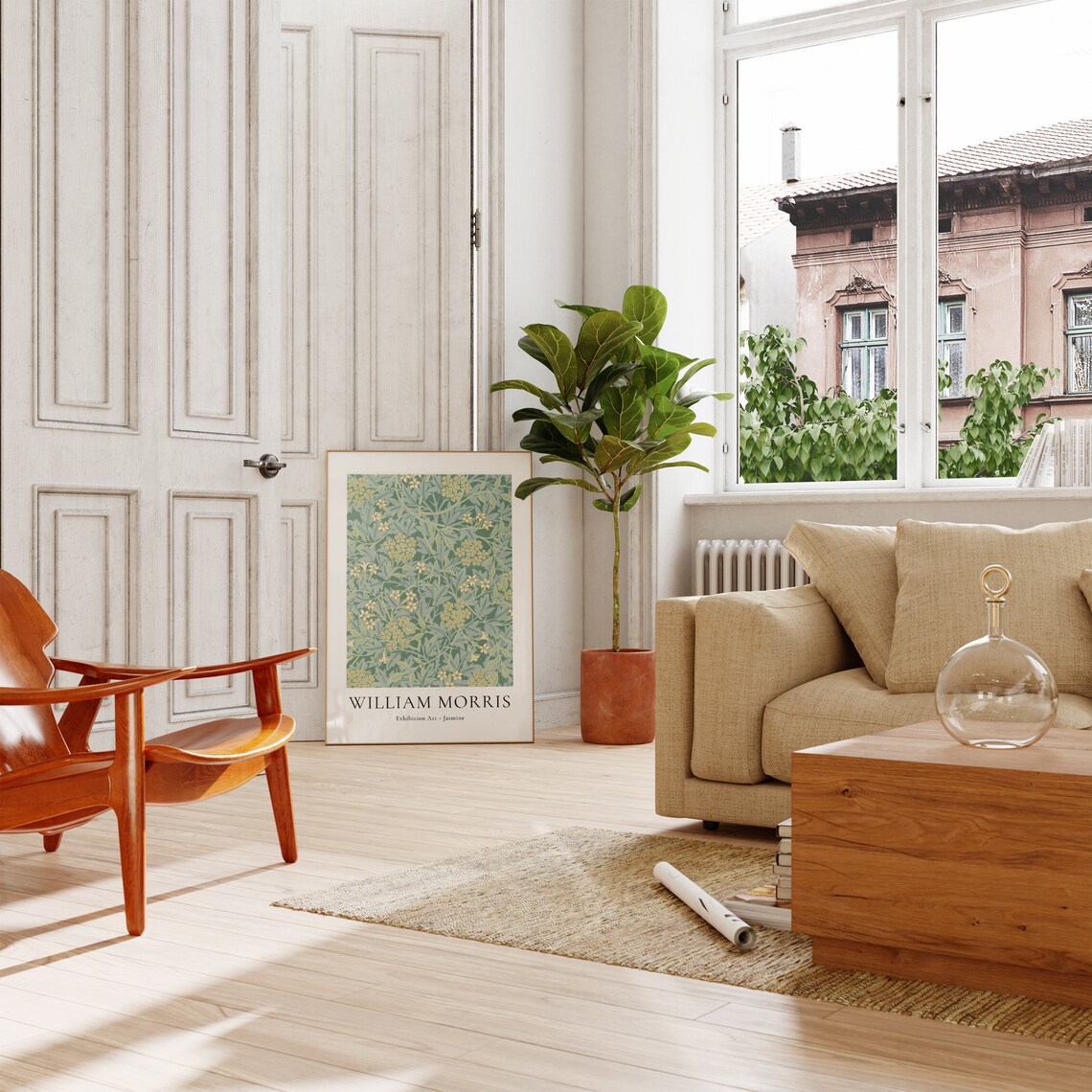 William Morris Flower Market Poster, Mid-Century Style - Image 2