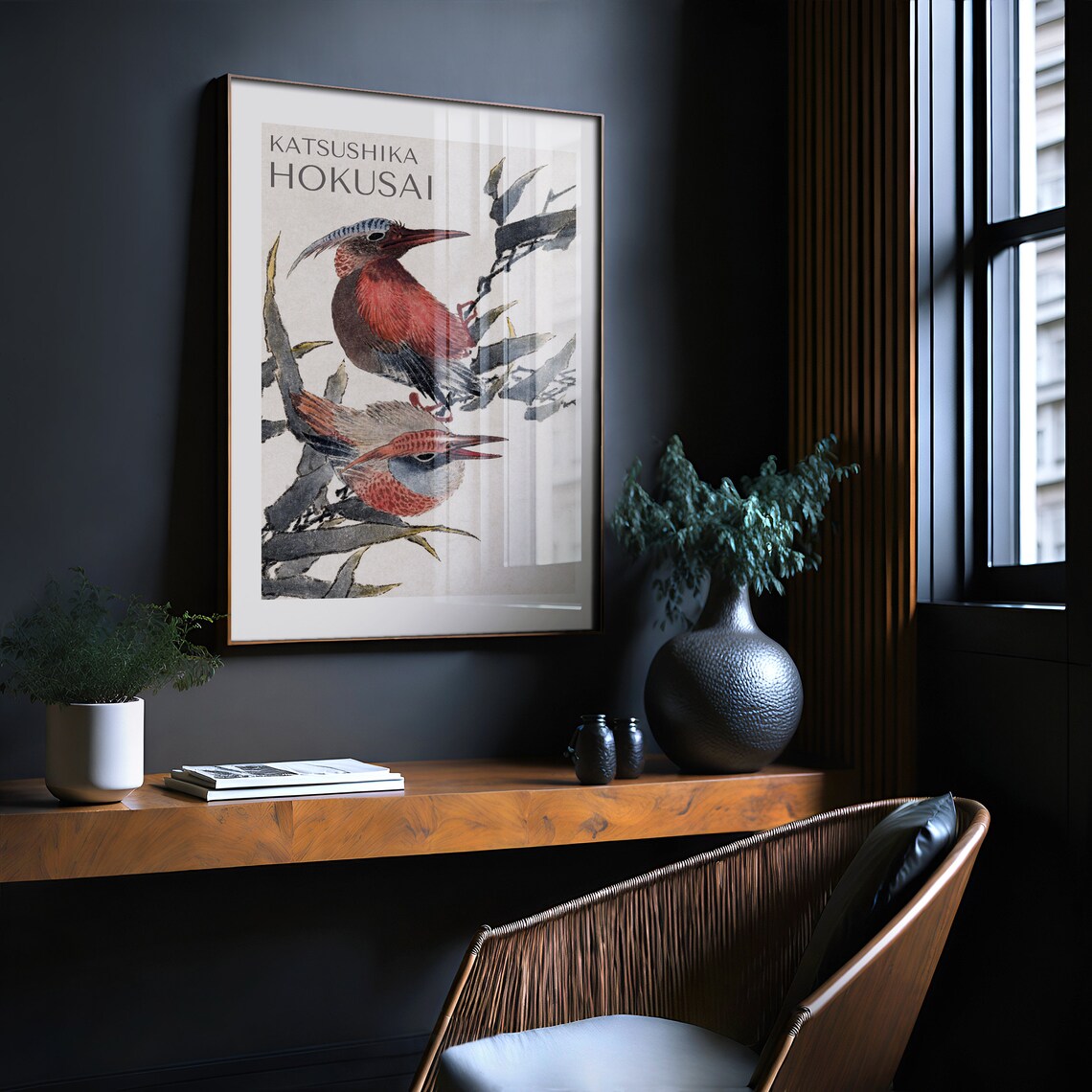 Katsushika Hokusai Red Kingfishers Branch Japanese Art Poster - Image 3