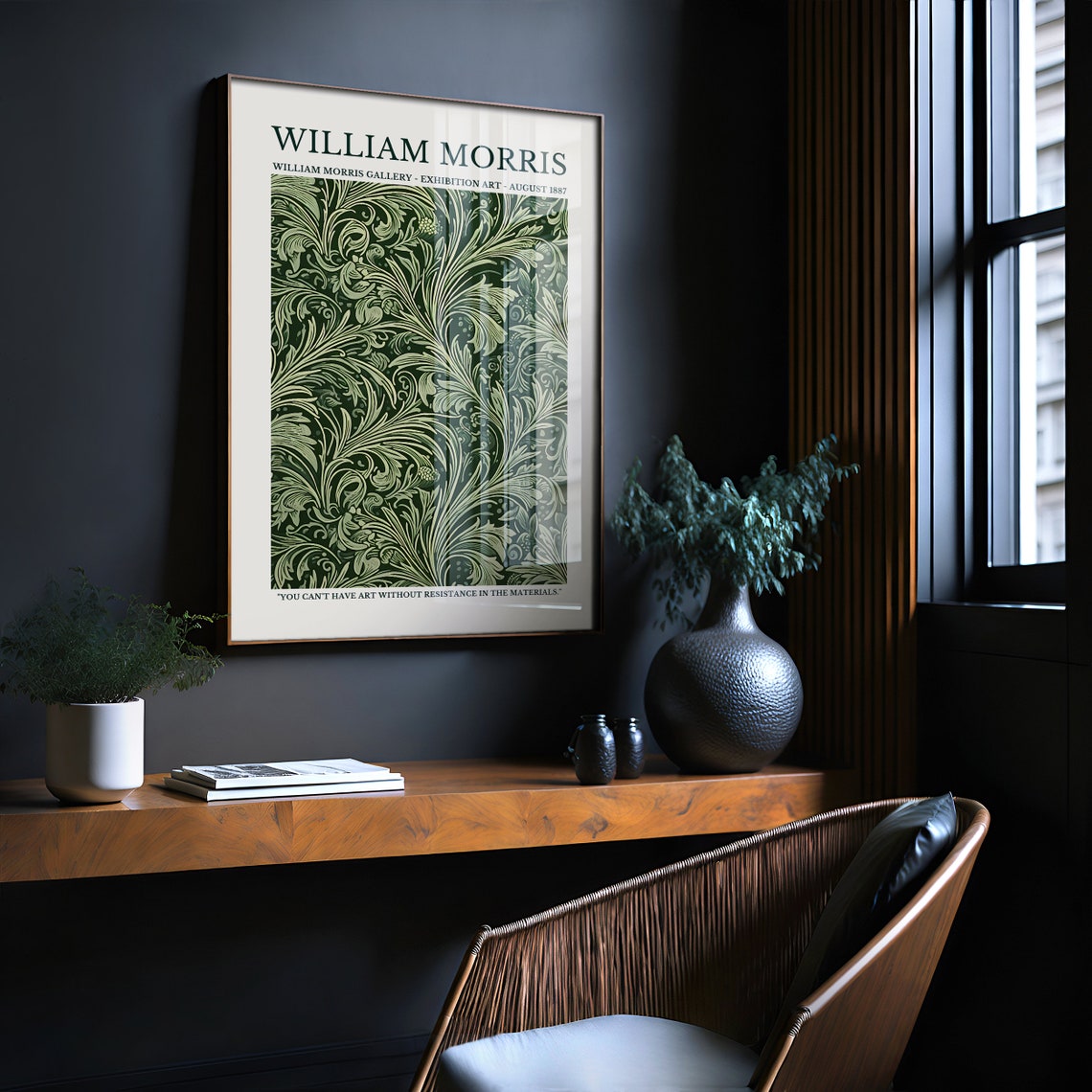 William Morris Green Acanthus Pattern 1887 Exhibition Poster - Image 2