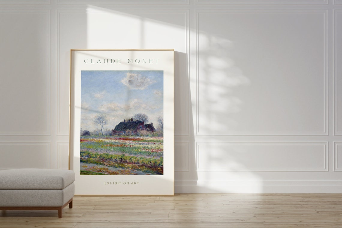 Claude Monet Tulip Fields Farmhouse Impressionist Art Poster