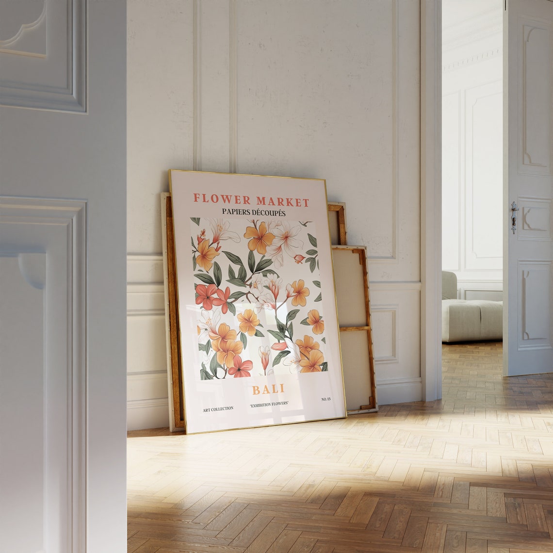 Flower Market Bali Orange Red Blossoms Green Leaves Tropical Poster - Image 2