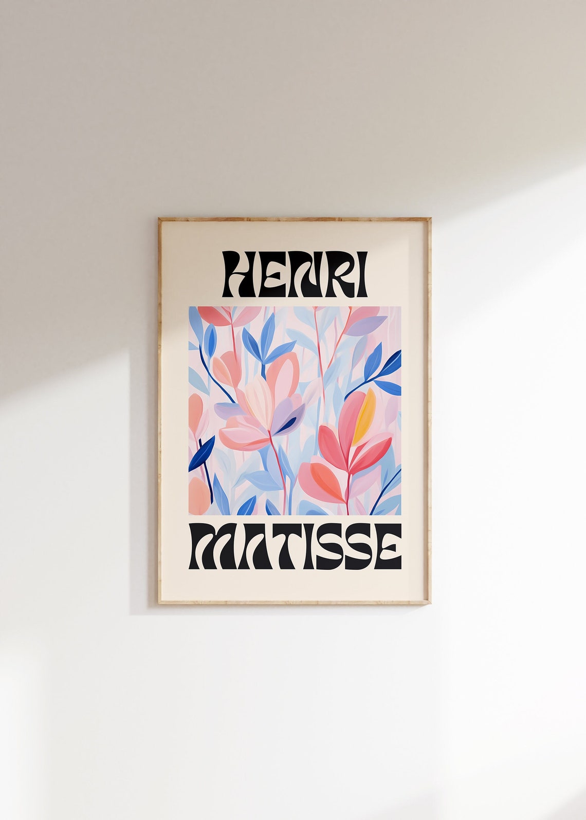 Henri Matisse Pink and Blue Botanical Leaves Modern Art Poster