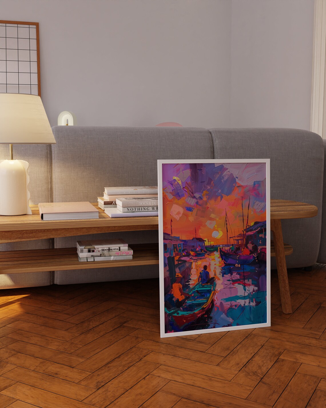 Matisse Inspired Fishing Village Sunset Boats Impasto Art Poster - Image 5