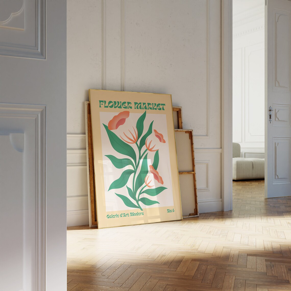 Flower Market No 4 Retro Orange Tulips Botanical Gallery Art Poster - Image 2