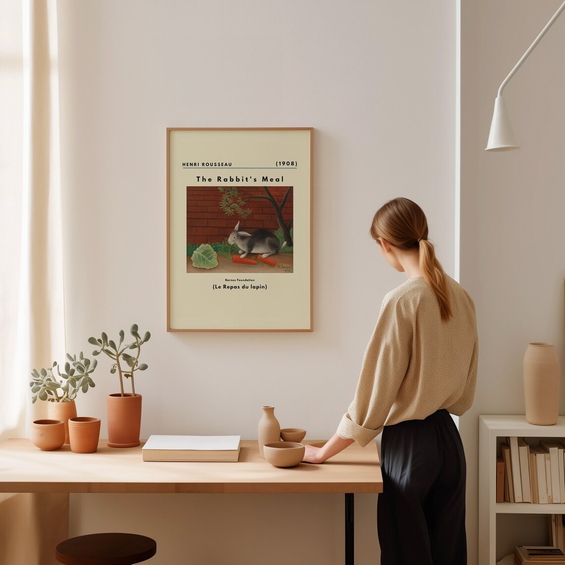 Henri Rousseau Rabbit Meal 1908 Bunny Eating Carrots Brick Wall Poster - Image 2