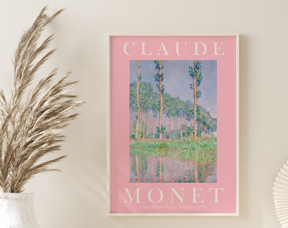 Claude Monet Art Print Modern Vintage Poster Exhibition Wall Art Monet Wall Art Vintage Wall Art Poplars Pink Effect Pastel Pink