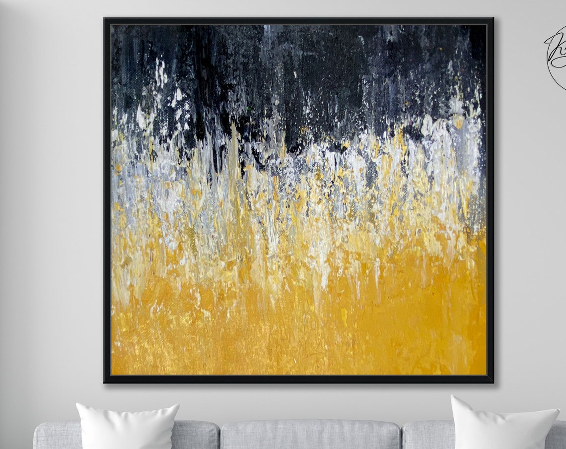 Black Gold and White Night Sky Textured Abstract Vertical Poster - Image 4