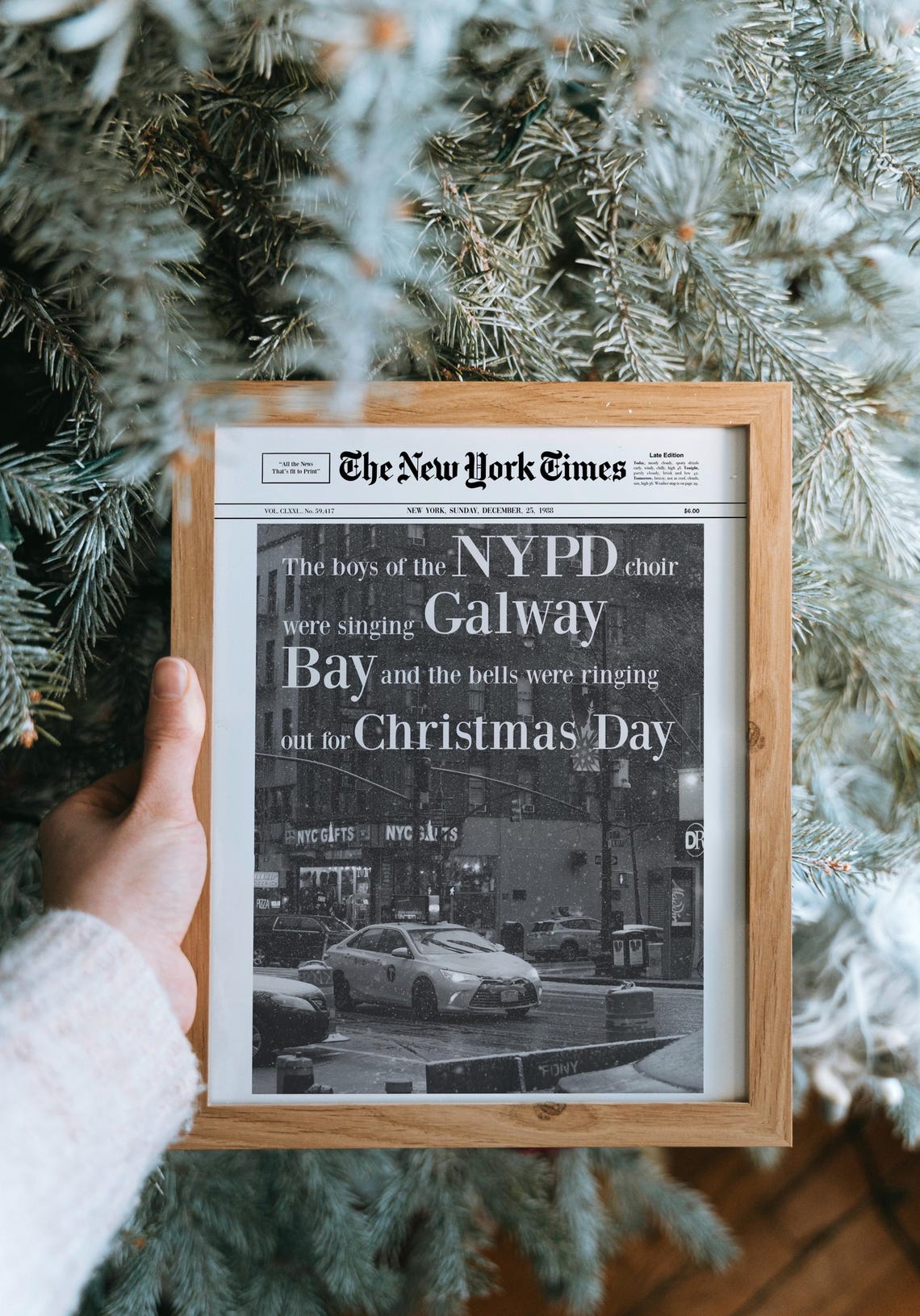 Fairytale Of New York Christmas Newspaper Lyrics Snowy NYC Poster - Image 3