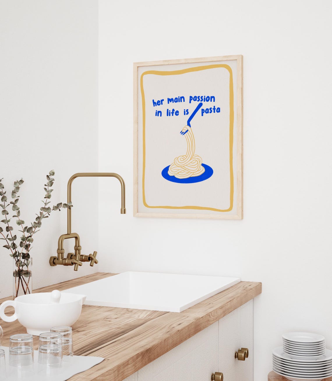 Her Main Passion in Life Is Pasta Poster Funny Italian Foodie Decor - Image 3