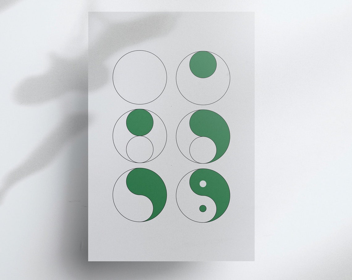 Yin Yang Evolution Six Circle Sketch Minimalist Art Design Poster