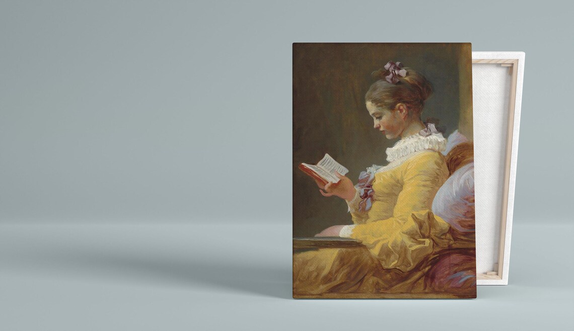 Young Girl Reading Fragonard Style Classic Oil Painting Art Print - Image 3