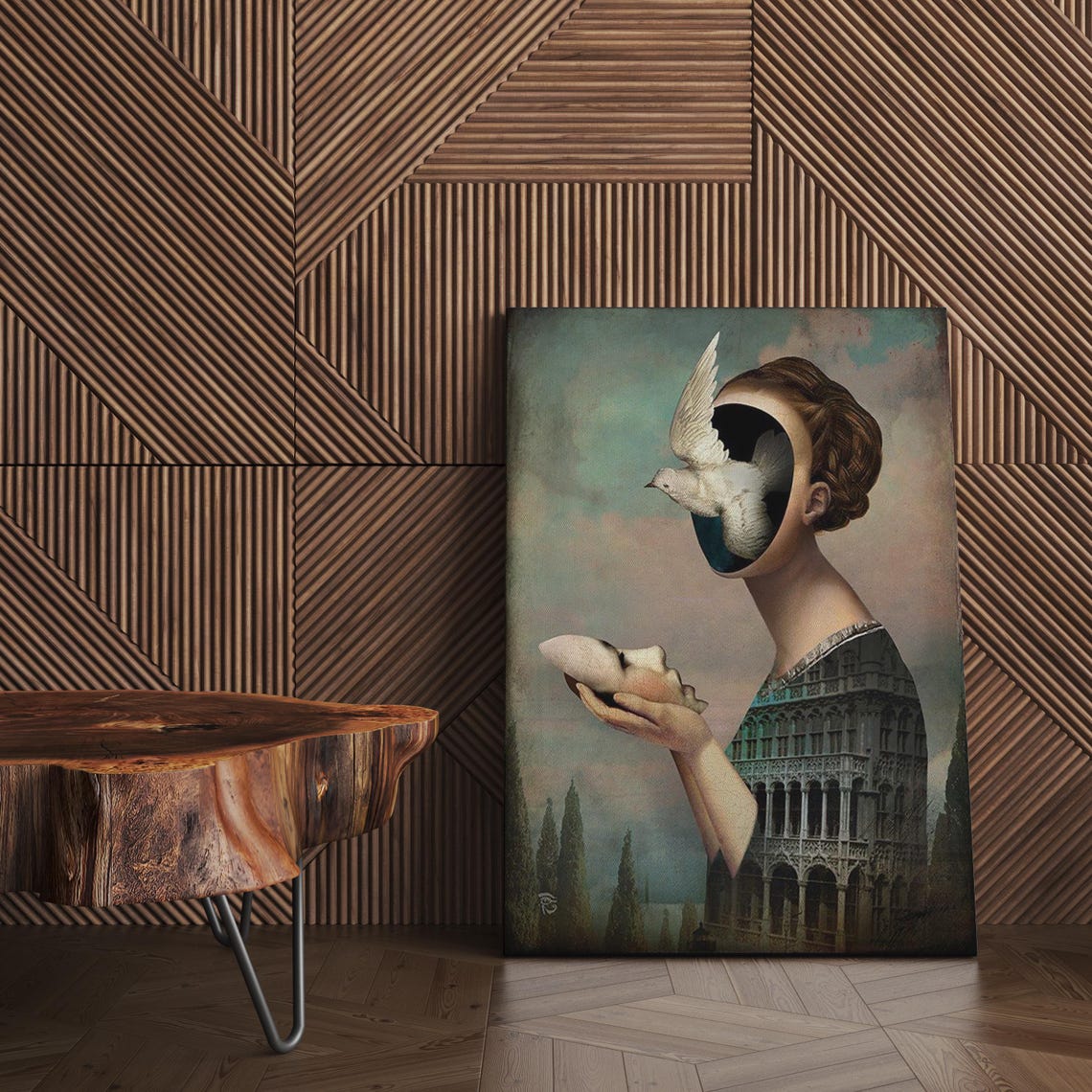 Surreal Woman With a Dove Flying From Her Open Head Art Poster - Image 4