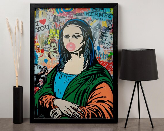 Mona Lisa Blowing Bubblegum Street Art Graffiti Pop Culture Poster