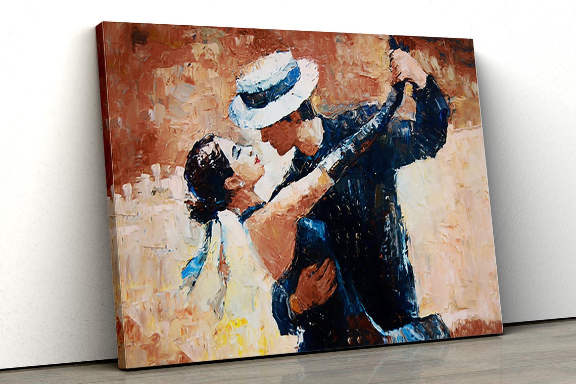 Passionate Tango Dance Couple Impressionist Oil Painting Poster - Image 3