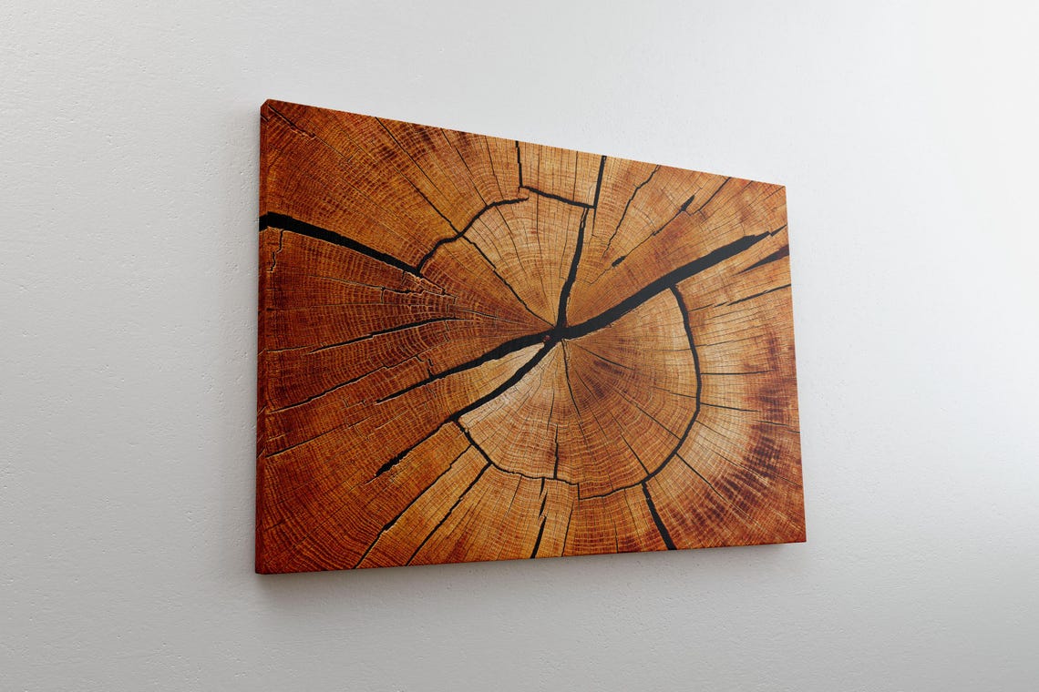 Wooden Texture Wall Art Rustic Tree Rings Print Nature Inspired Home Decor Wall Art - Image 2