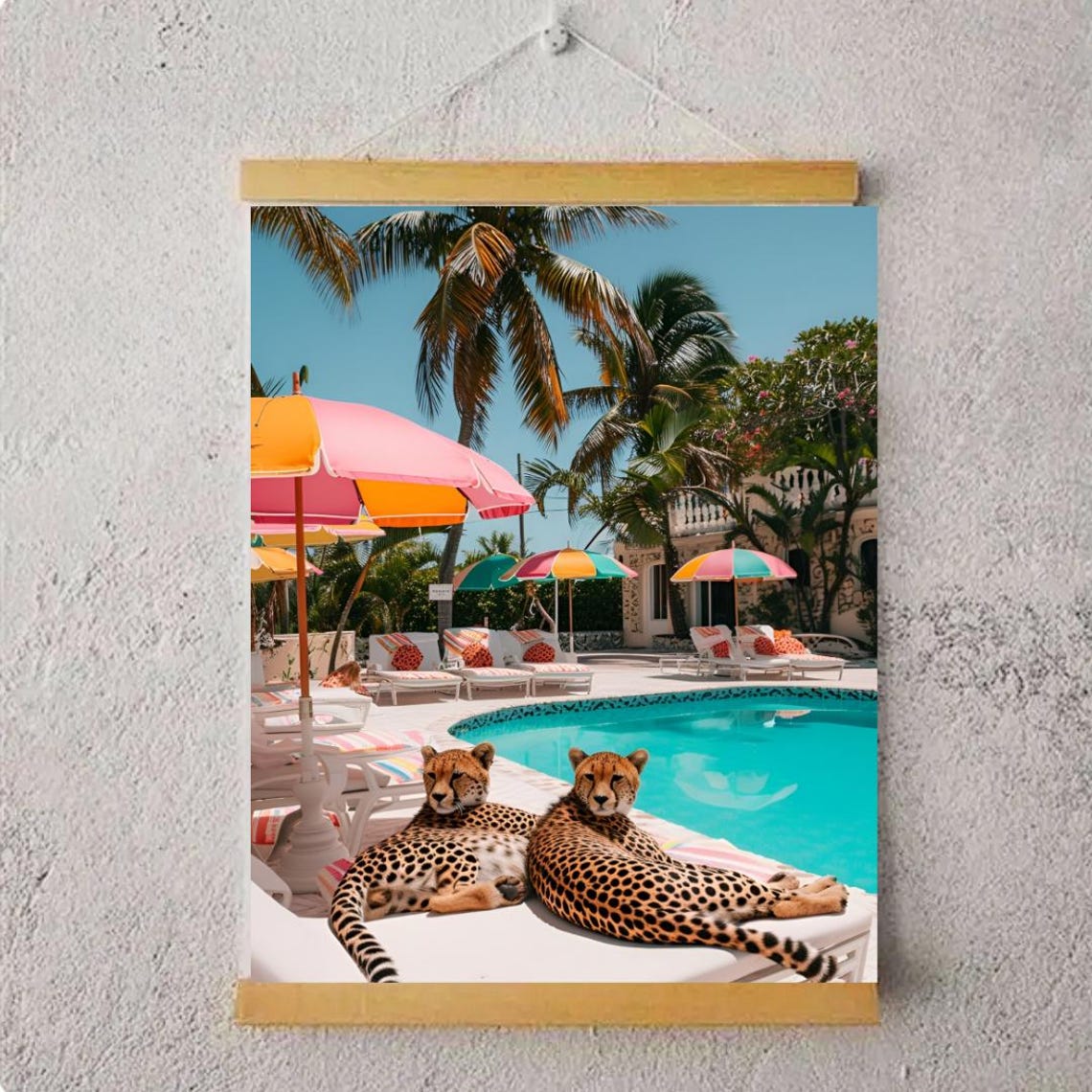Two Leopards Poolside Tropical Resort Summer Relaxing Poster - Image 4
