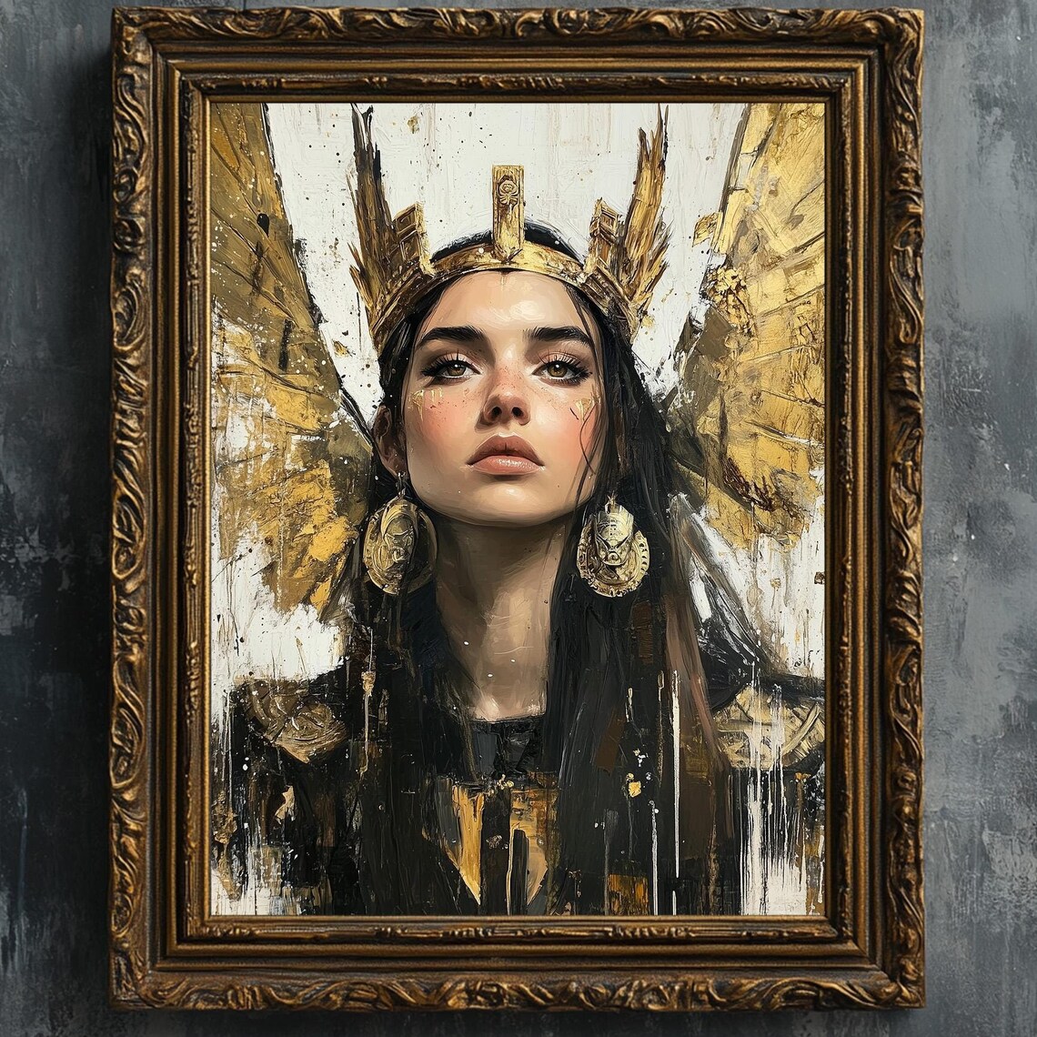 Athena Greek Goddess Golden Winged Helmet Portrait Art Print