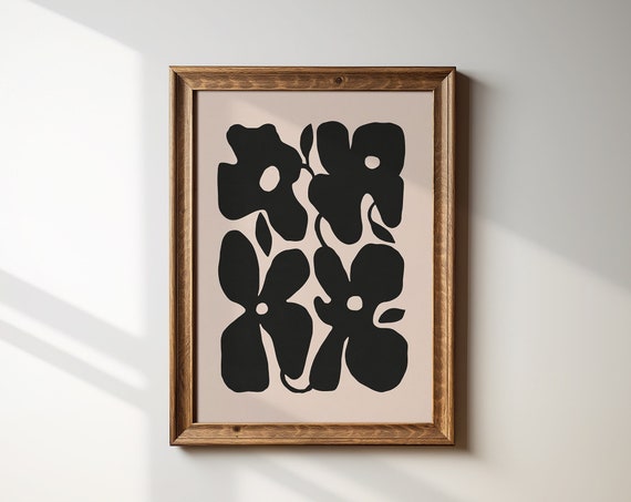 Abstract Botanical Wall Art Moody Botanical Print Neutral Botanical Wall Art Wavy Floral Wall Art Boho Wall Flower Print Matisse Print
