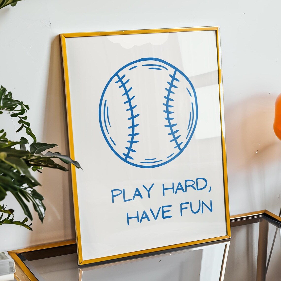 Play Hard Have Fun Baseball, Minimalist Sports Poster
