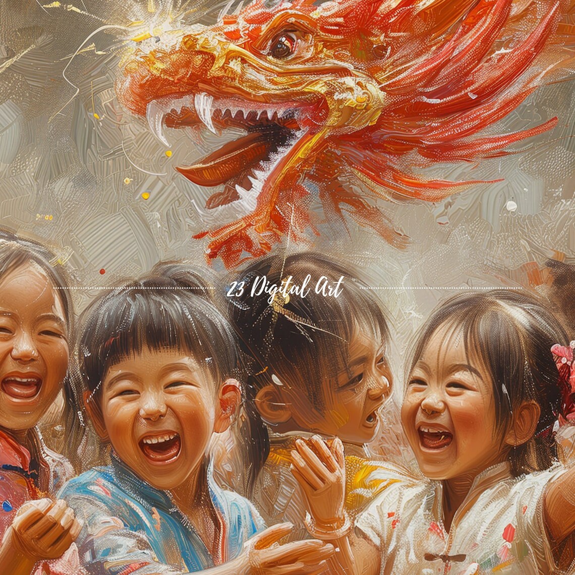 Chinese New Year Children Celebration Joyful Kids Dragon TV Poster - Image 3