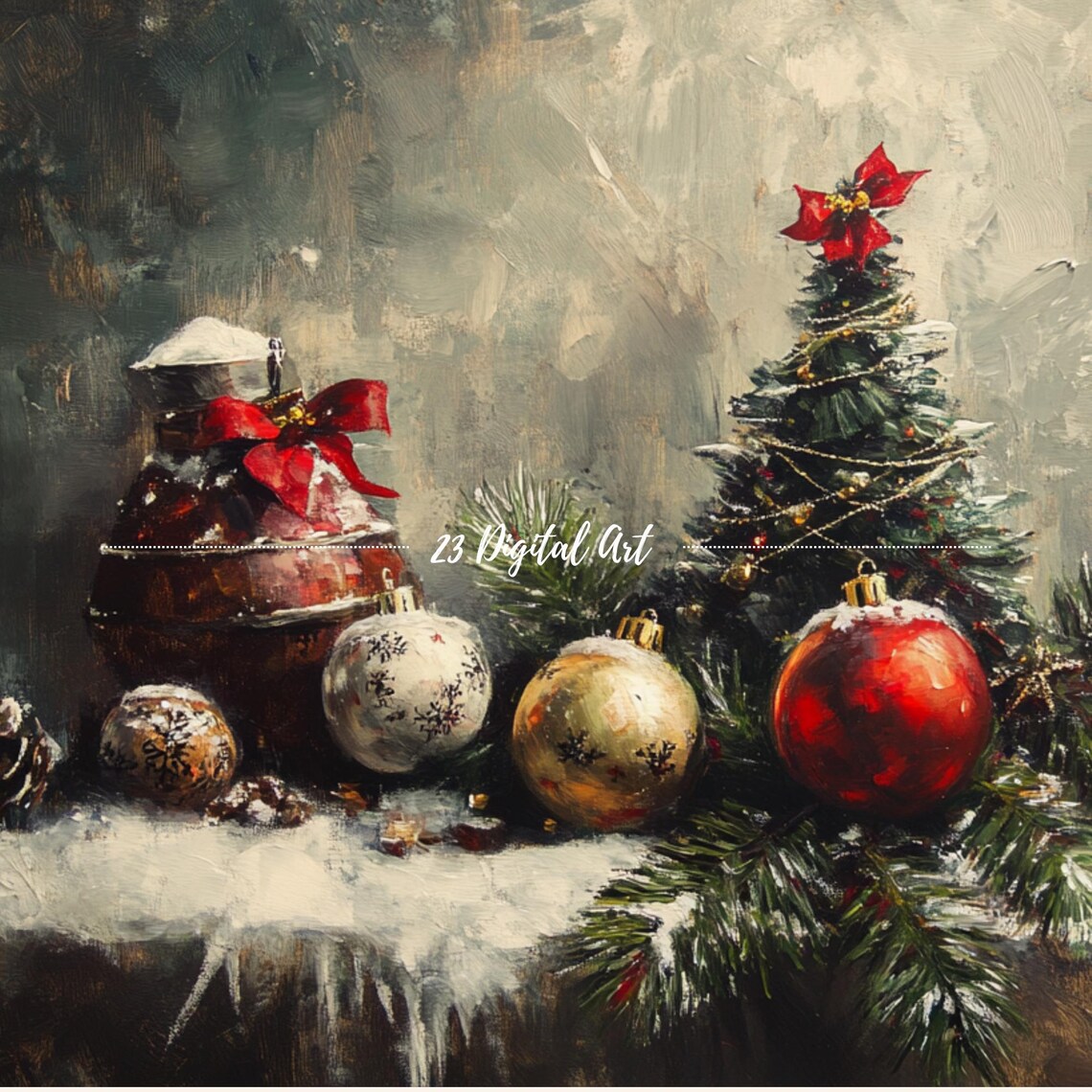 Frame Tv Art Beautiful Christmas Decoration Tv Screensaver Rustic Holiday Holly Xmas Tv Art Neutral Farmhouse Winter Art 154 - Image 2