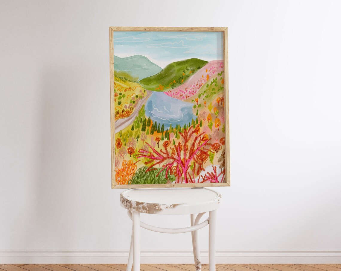 Franconia New Hampshire Watercolor Trail Art Print