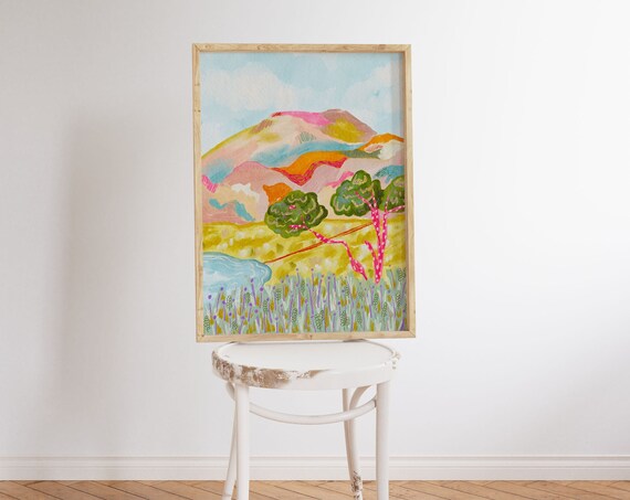 Colorful Abstract Mountain Scenery Art Print