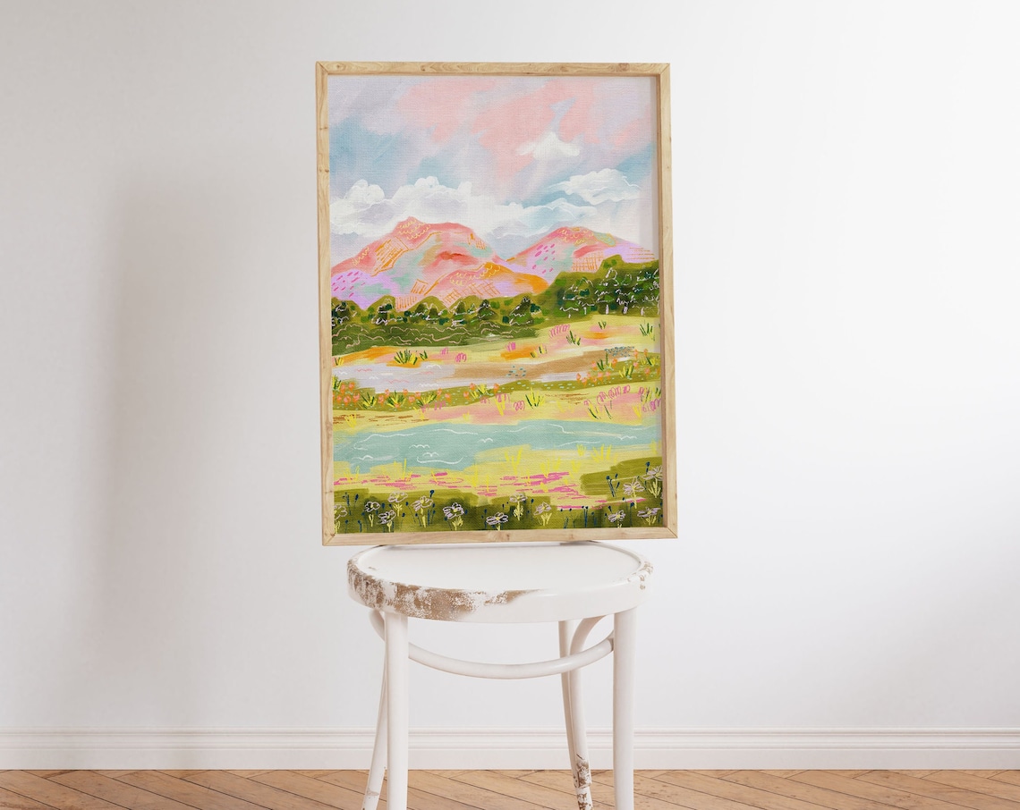 Colorful Abstract Mountain Art Print