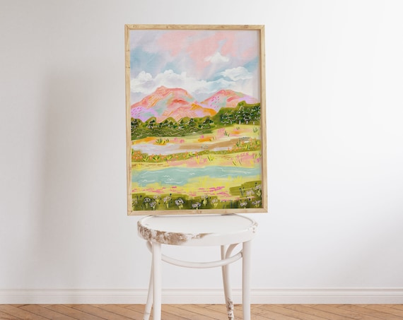 Colorful Abstract Mountain Art Print