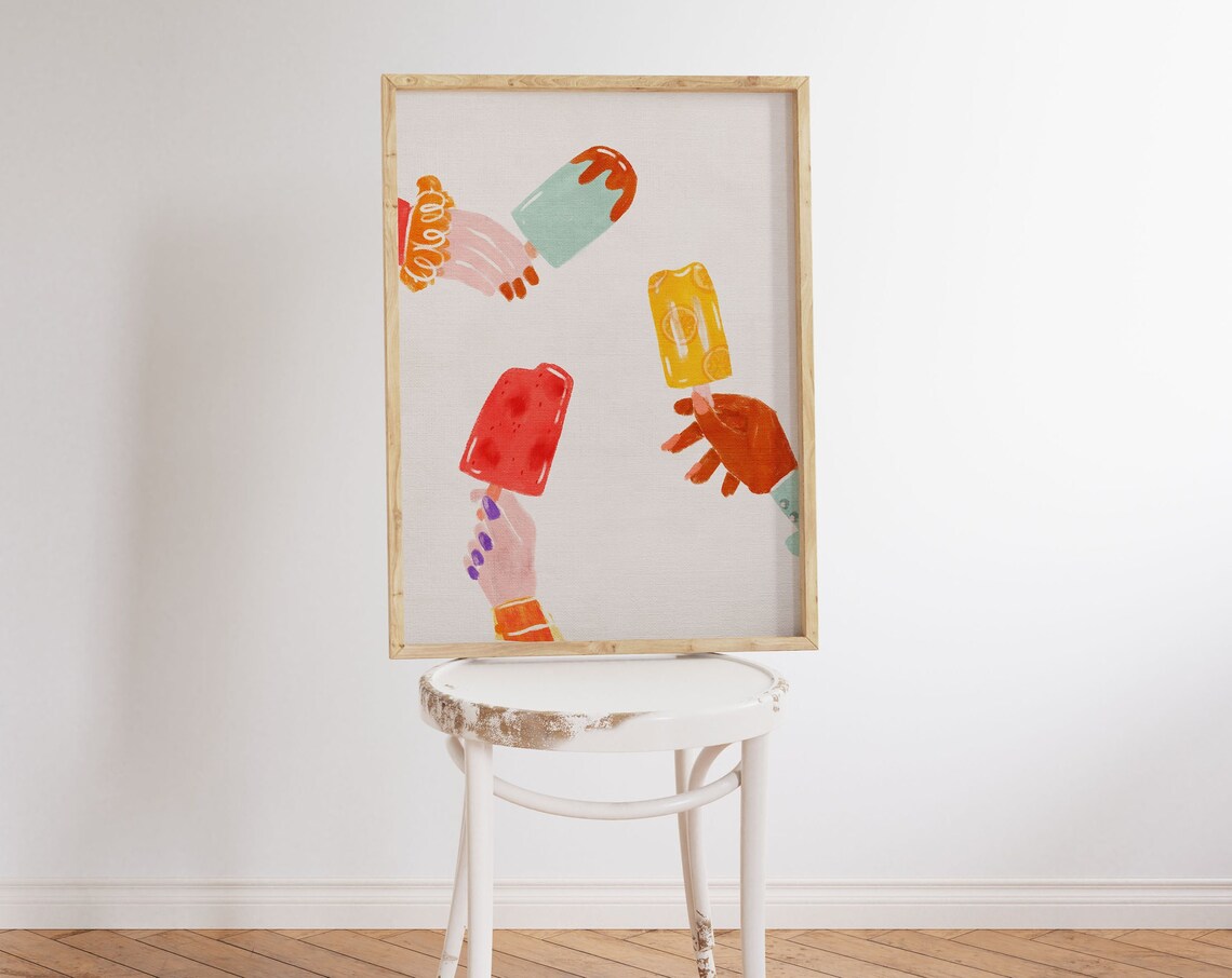 Ice Pop Illustration Art Print, Kitchen Wall Decor